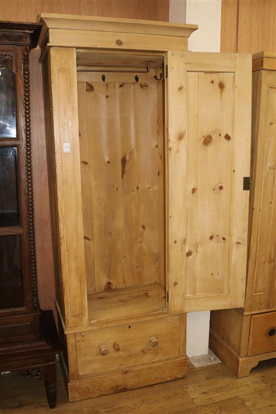 Two pine wardrobes W.78cm and 84cm